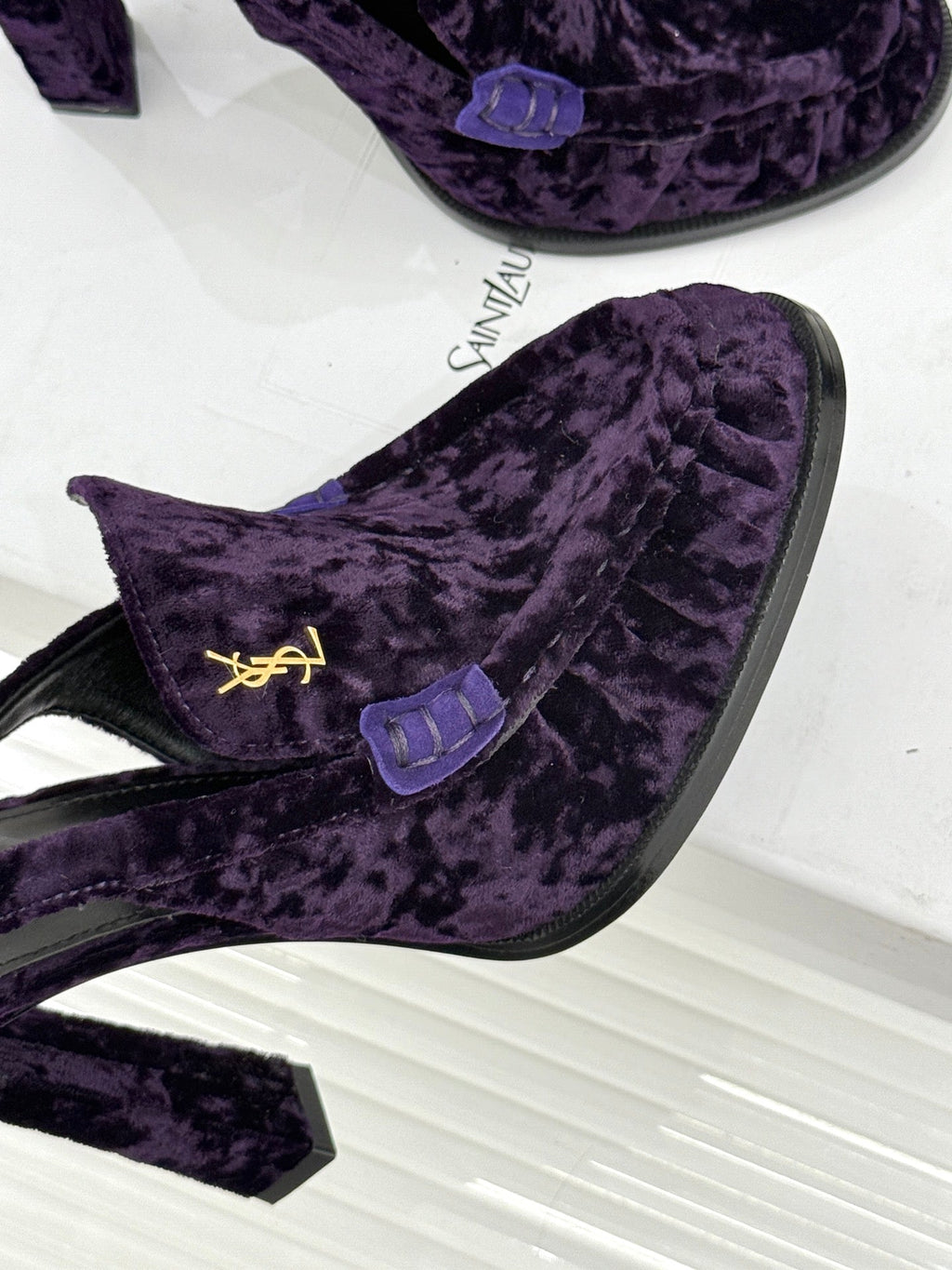 YSL 26WF Le Slingback 10.5cm Purple Velvet642957