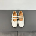 LP Double-Strap Mary Jane Flats In White Lambskin