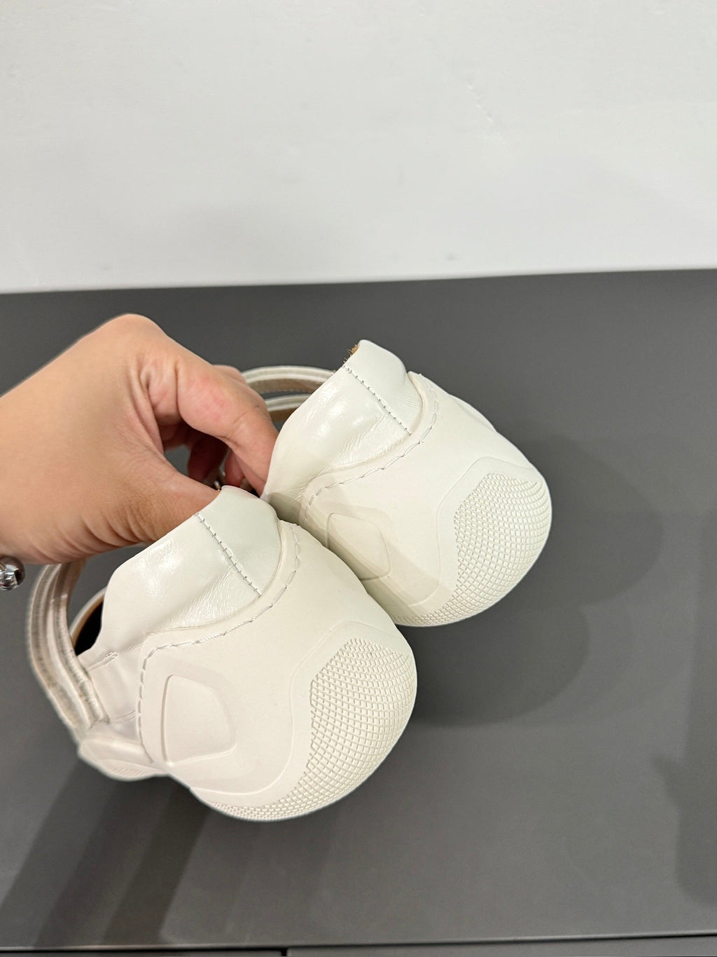 LP Double-Strap Mary Jane Flats In White Lambskin