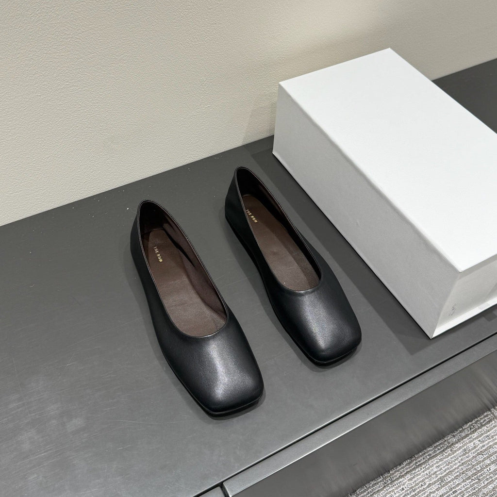 The Row Ballet Flats Black Cowhide 337513