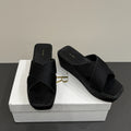 The Row Thick-soled Cross-strap Sandals 6cm Black Horsehair 337448