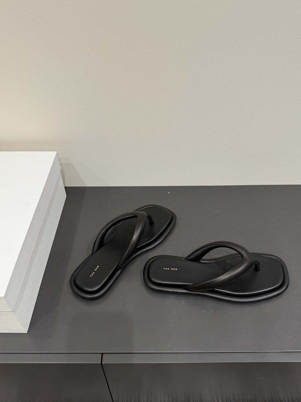 The Row Thong Sandal  Black  Sheepskin 337477