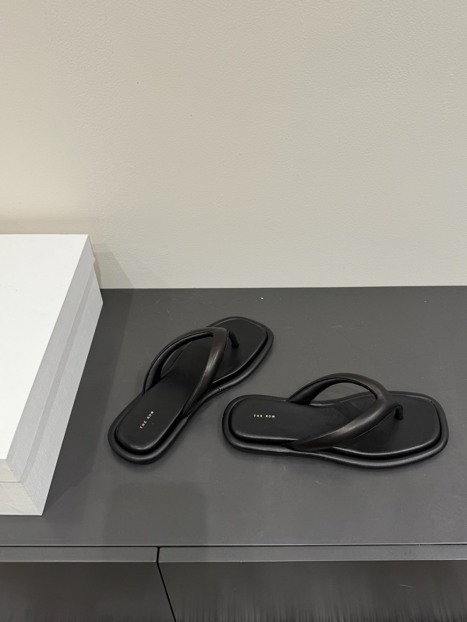 The Row Thong Sandal  Black  Sheepskin 337477