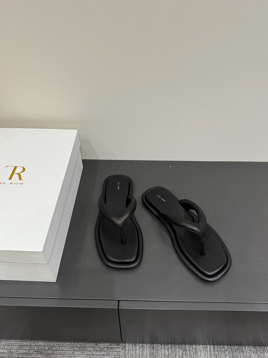 The Row Thong Sandal  Black  Sheepskin 337477
