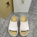 The Row Slide Sandals White Cow Suede 337471