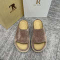 The Row Slide Sandals Taupe Cow Suede 337475