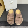 The Row Laser-cut Toe Slippers Taupe Cow Suede 337485