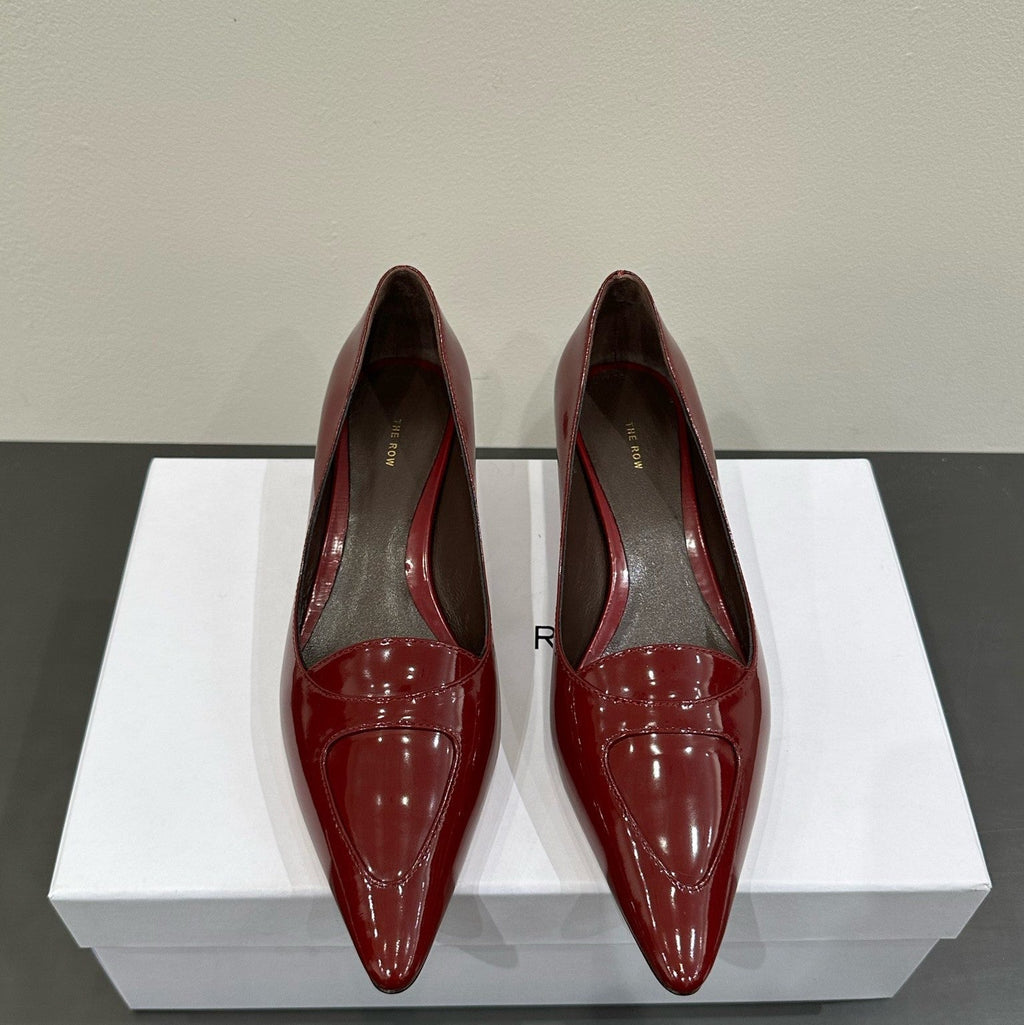 The Row Viv Kitten Pumps 35mm Dar Red  Leather 337488