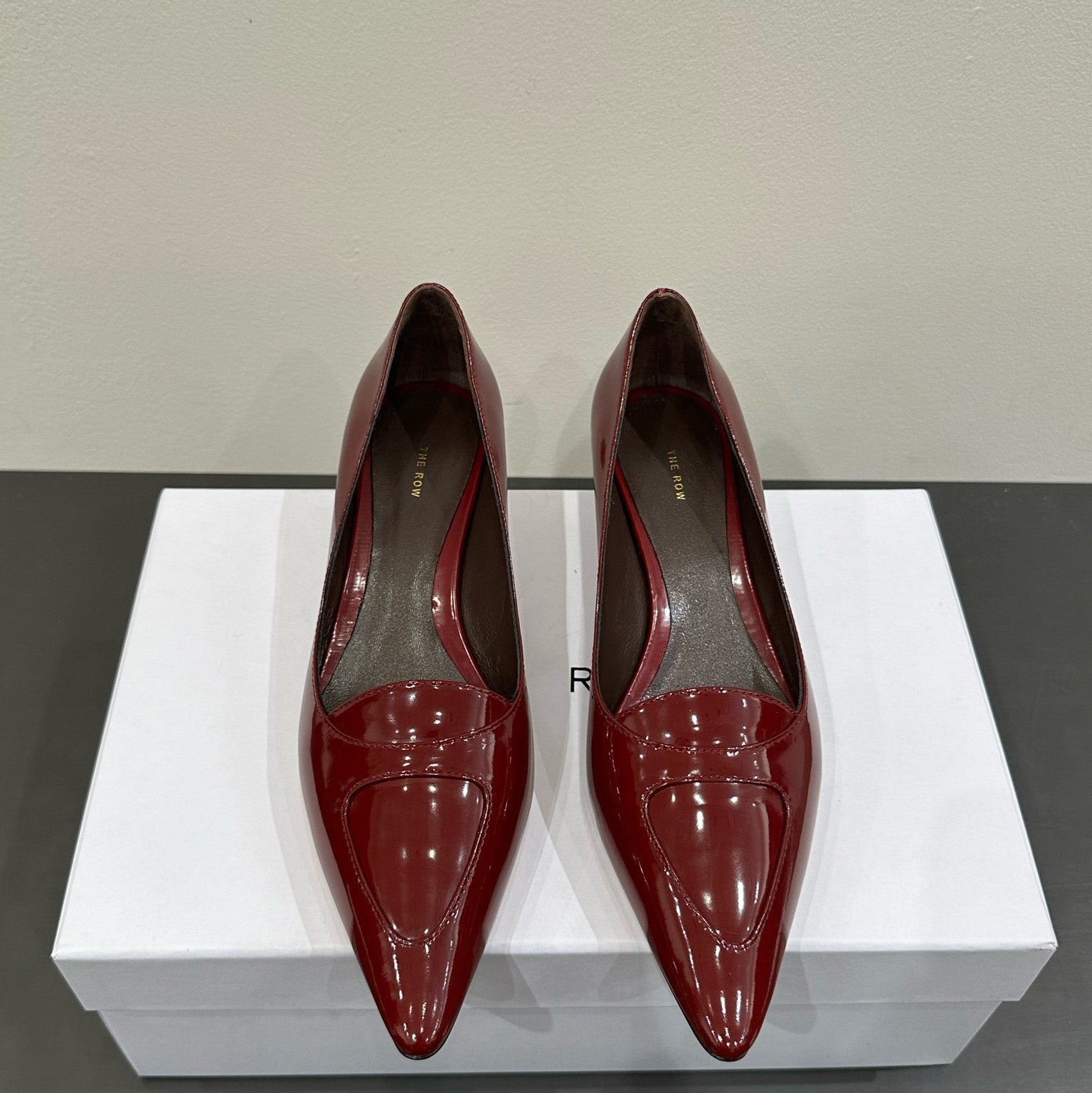 The Row Viv Kitten Pumps 35mm Dar Red  Leather 337488
