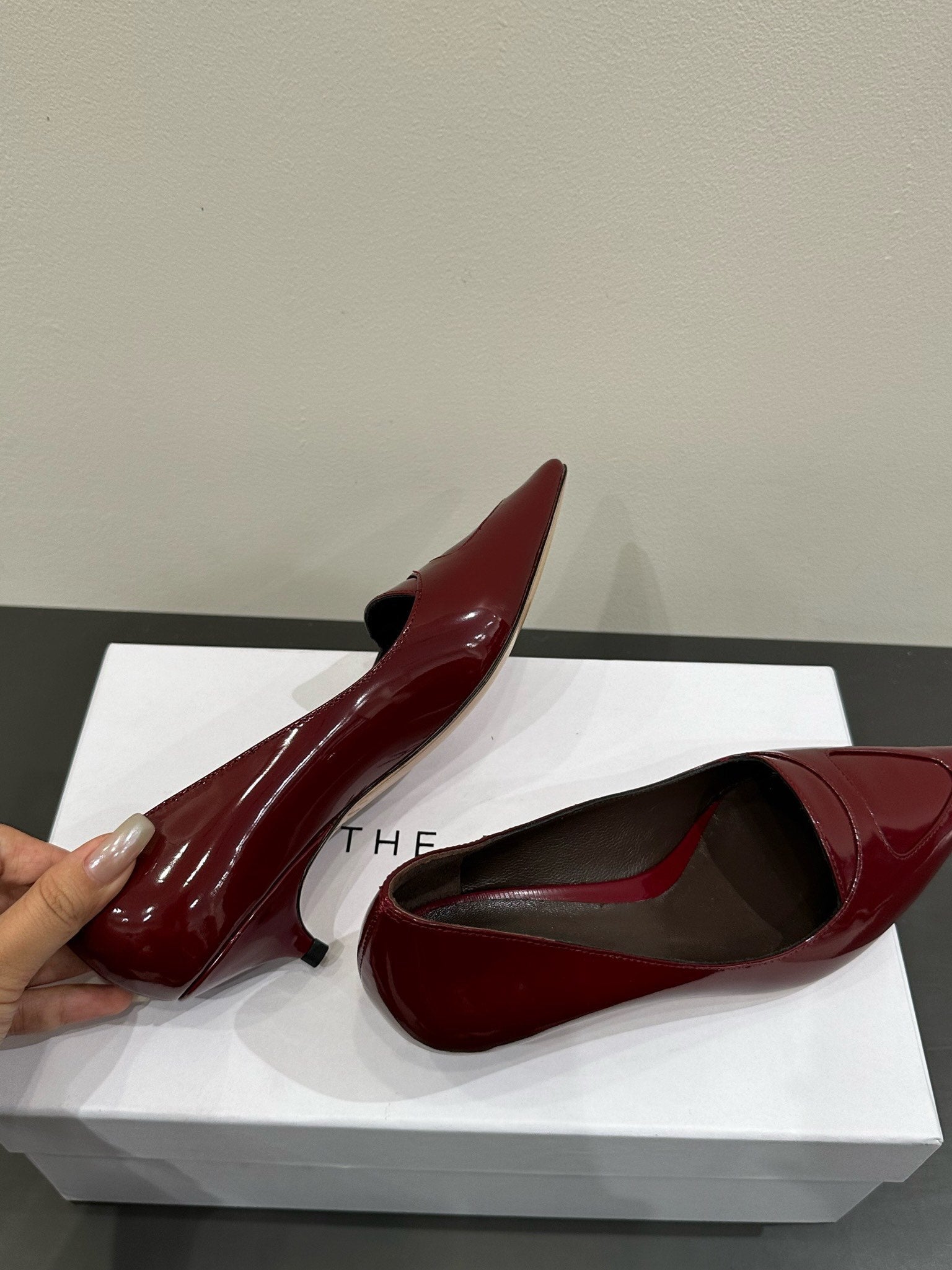The Row Viv Kitten Pumps 35mm Dar Red  Leather 337488