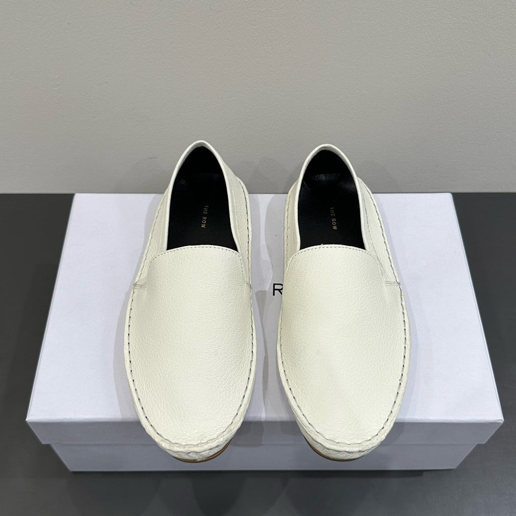 The Row Vasko Slippers White Leather 337491
