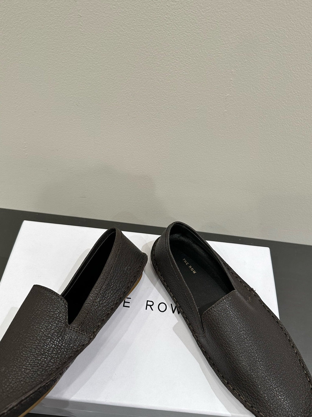 The Row Vasko Slippers Dark Brown Leather 337492