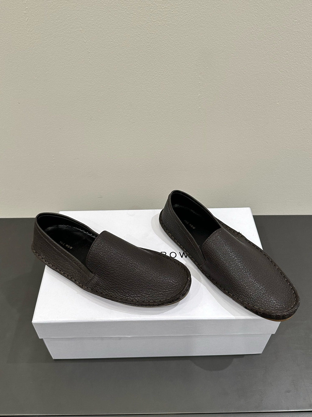 The Row Vasko Slippers Dark Brown Leather 337492