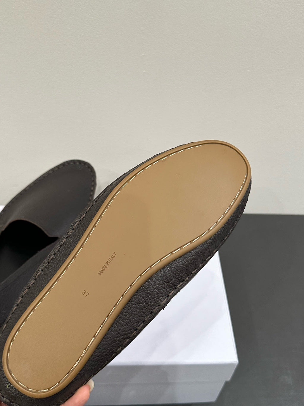 The Row Vasko Slippers Dark Brown Leather 337492