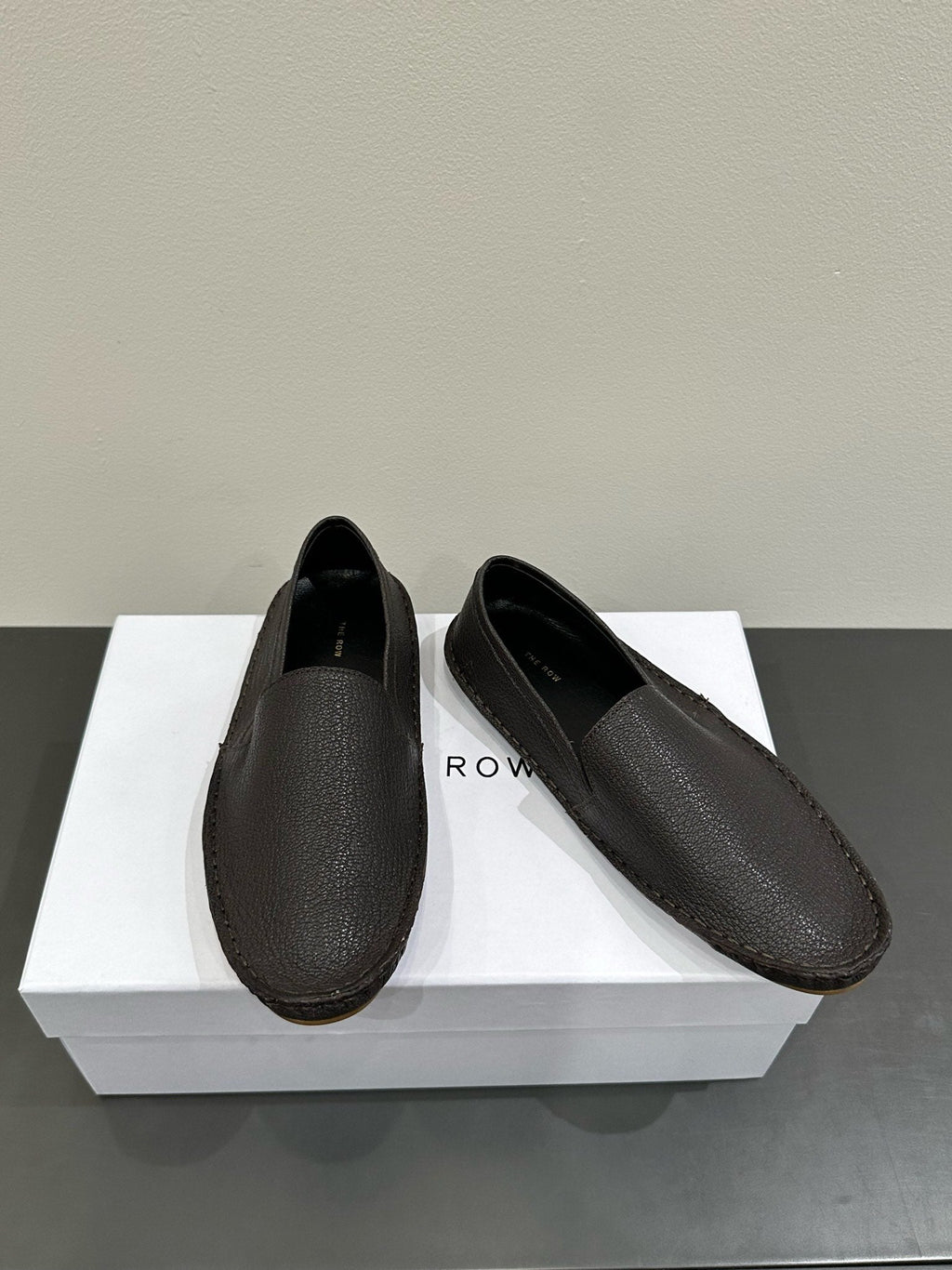 The Row Vasko Slippers Dark Brown Leather 337492