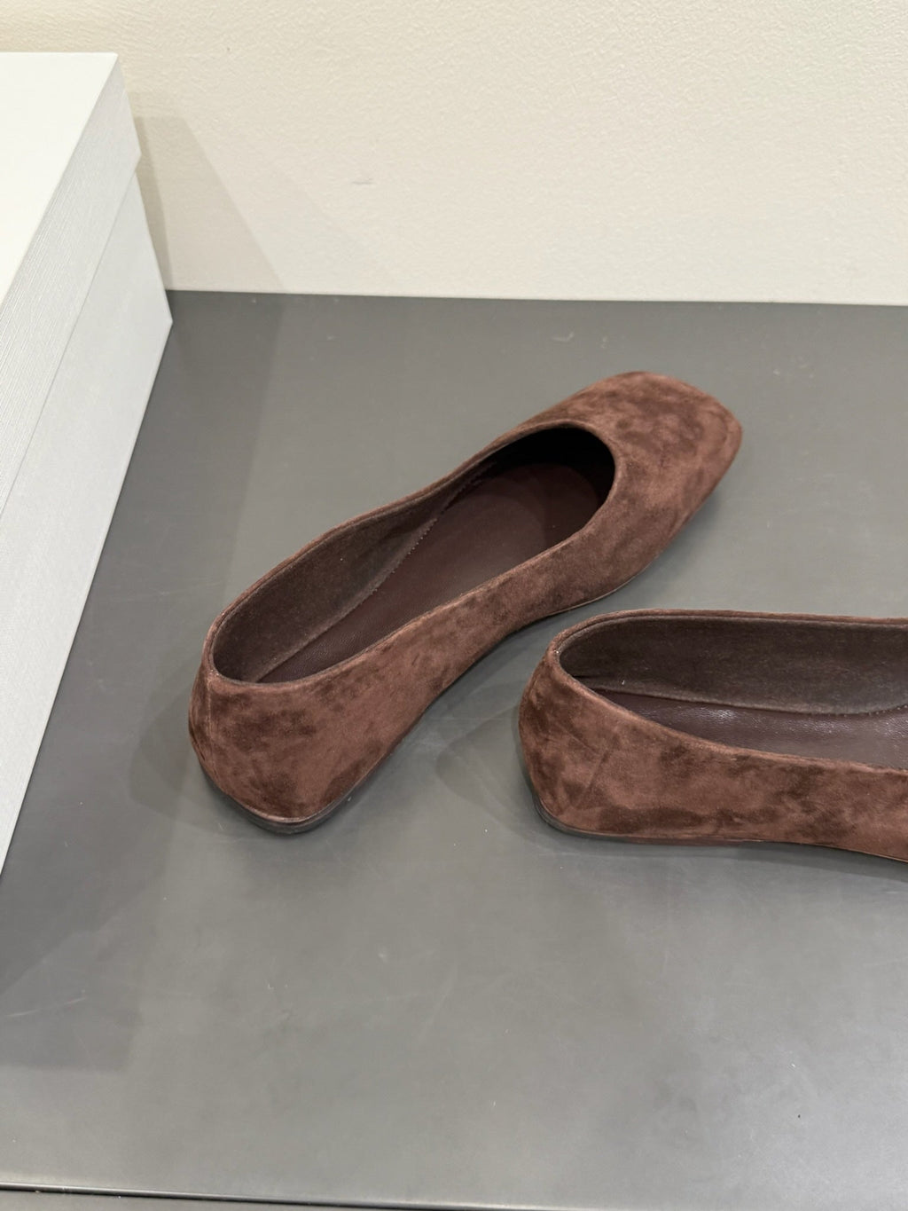 The Row Ballet Flats Dark Brown Cow Suede 337495