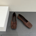 The Row Ballet Flats Dark Brown Cow Suede 337495