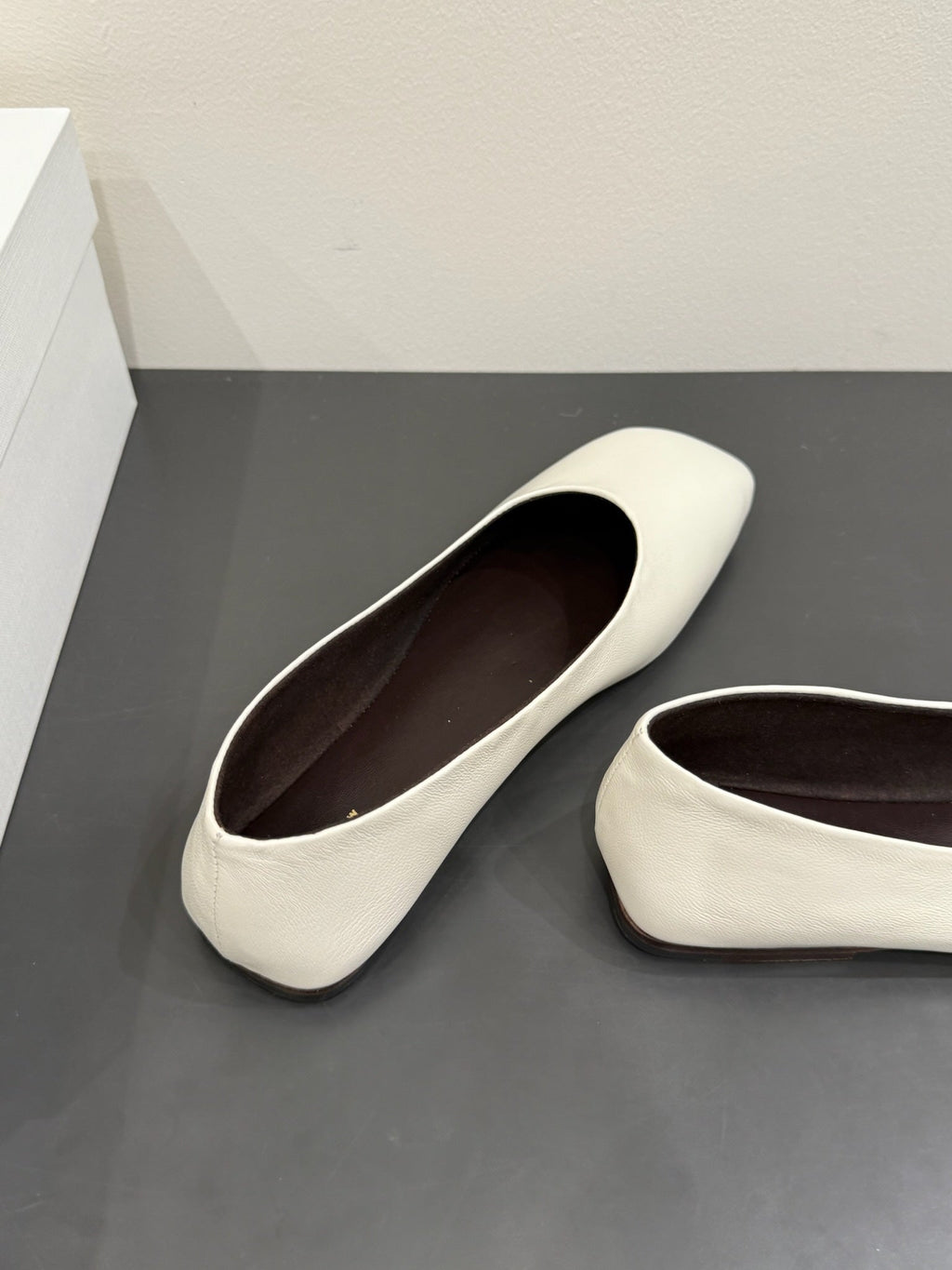 The Row Ballet Flats White Cowhide 337496