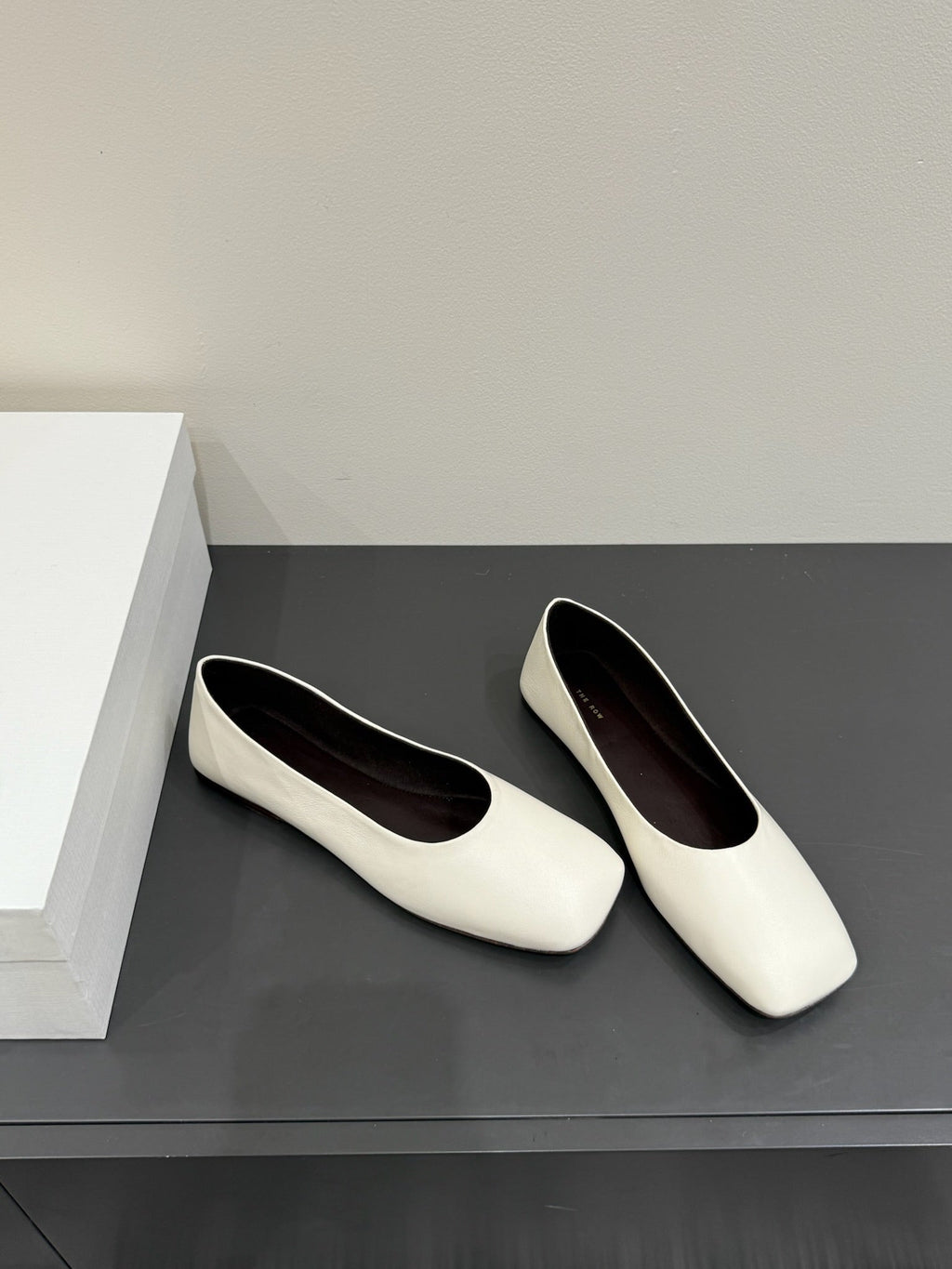 The Row Ballet Flats White Cowhide 337496