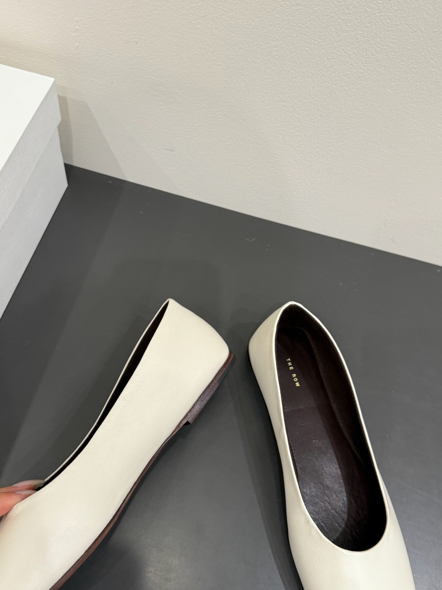 The Row Ballet Flats White Cowhide 337496