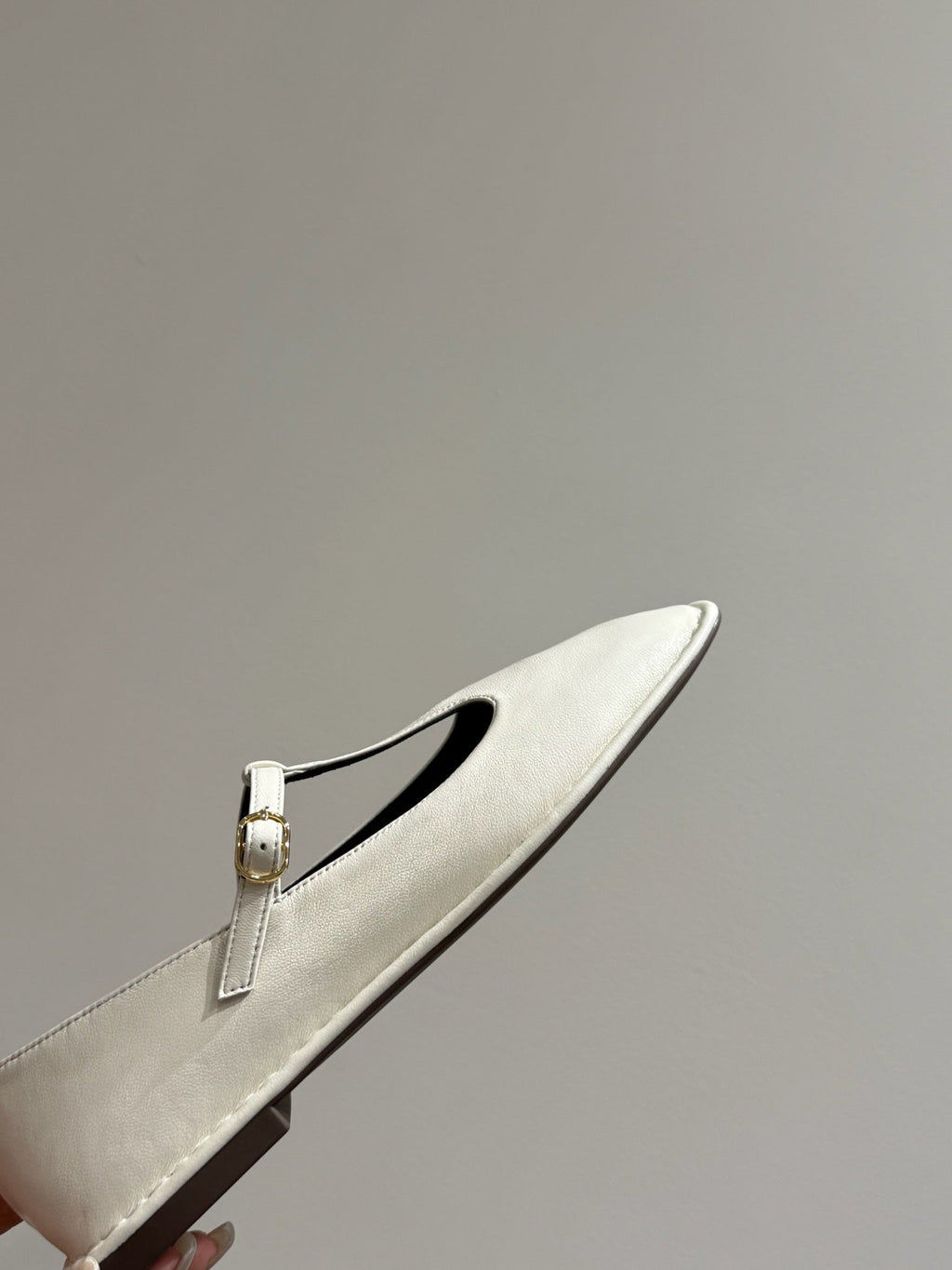 The Row Square T-Strap  Flat White Sheepskin 337498