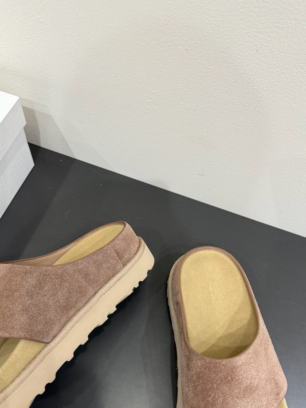 The Row Flat Sandal  Warm Beige Cow Suede 337500