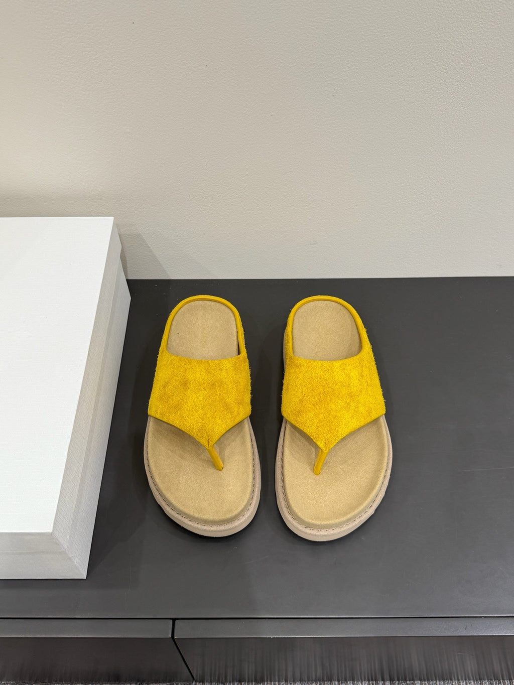 The Row Flat Sandal  Yellow Cow Suede 337502
