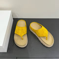 The Row Flat Sandal  Yellow Cow Suede 337502