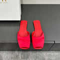 The Row Mule Sandal Red Satin And Sheepskin Lining 337506