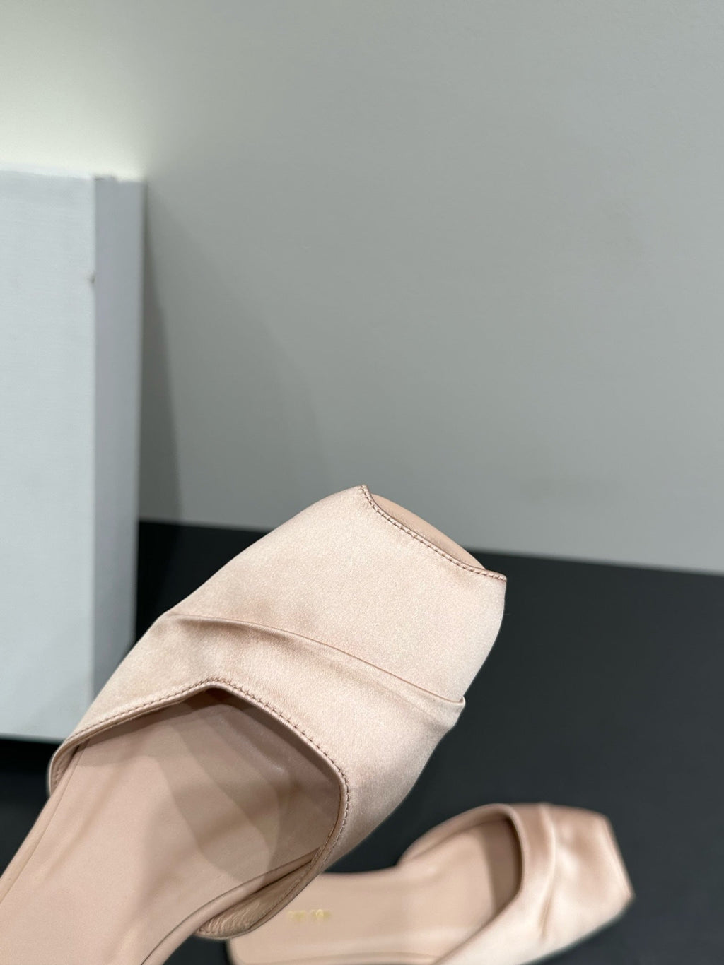 The Row Mule Sandal Beige Satin And Sheepskin Lining 337507