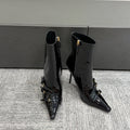 Miu short boots 90mm black patent leather 417986