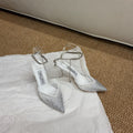 Jimmy Crystal-embellished Saeda Pumps 100mm White Mesh Drill 420170