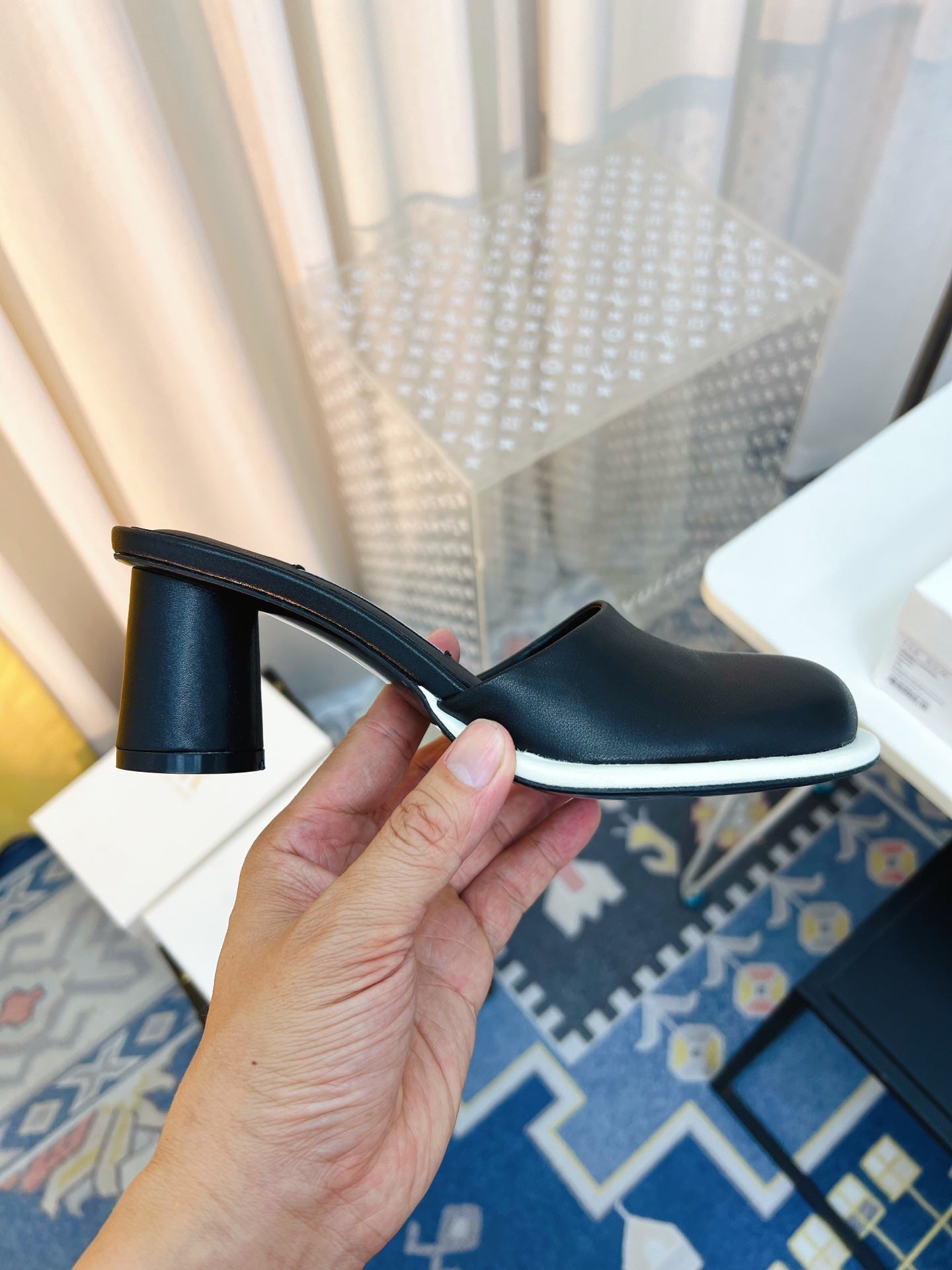 The Row  Mules 50mm Black Sheepskin 324739