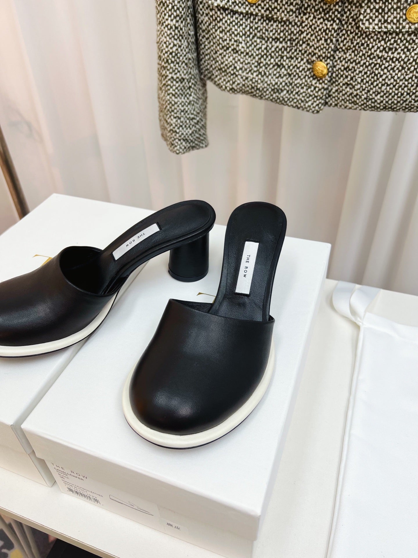 The Row  Mules 50mm Black Sheepskin 324739