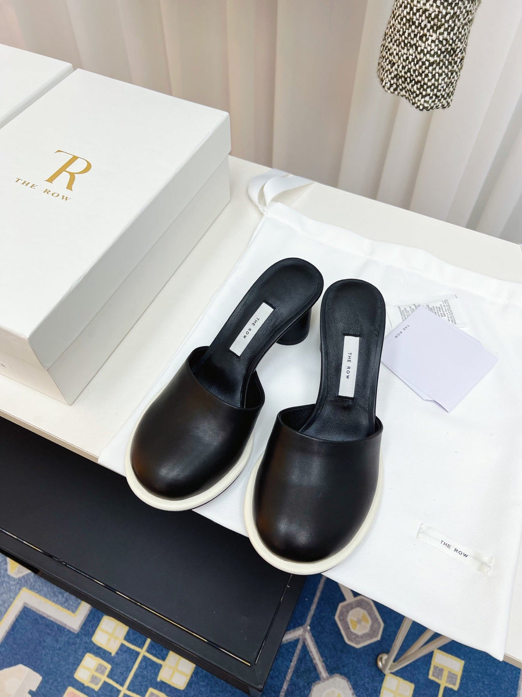 The Row  Mules 50mm Black Sheepskin 324739