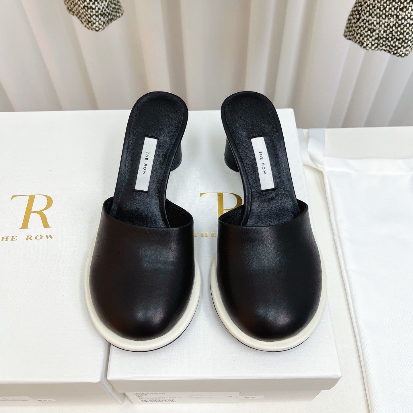 The Row  Mules 50mm Black Sheepskin 324739