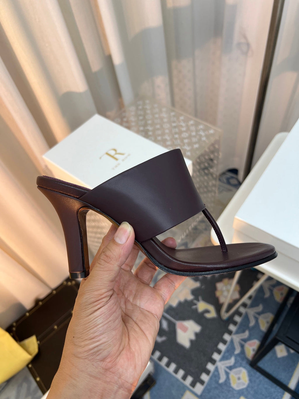The Row  Heel Sandals 50mm Dark Brown Calfskin 324736