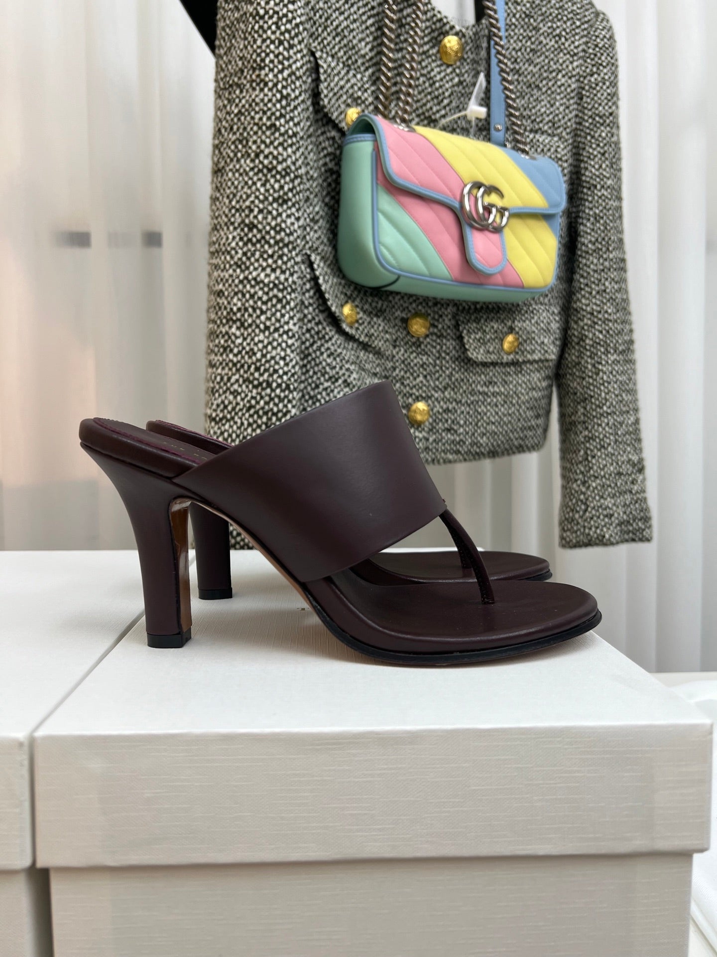 The Row  Heel Sandals 50mm Dark Brown Calfskin 324736