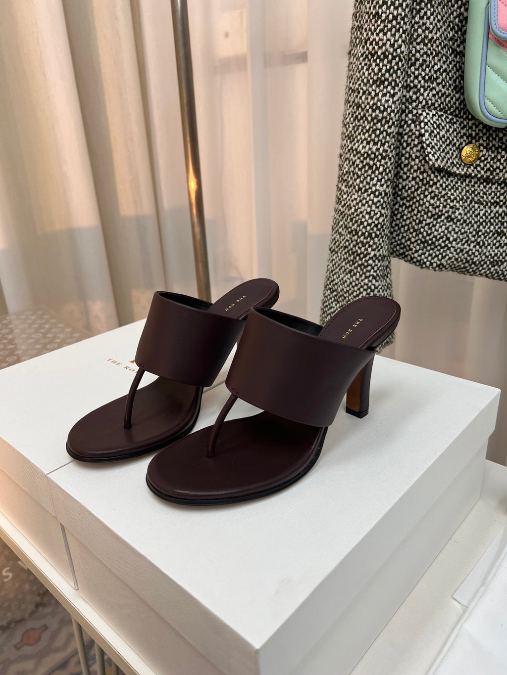 The Row  Heel Sandals 50mm Dark Brown Calfskin 324736