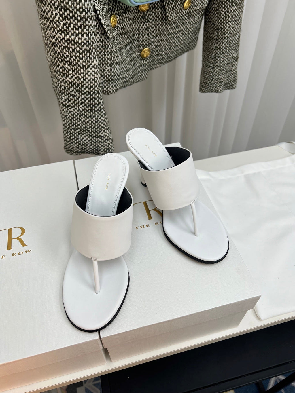 The Row  Heel Sandals 50mm White Calfskin 324737