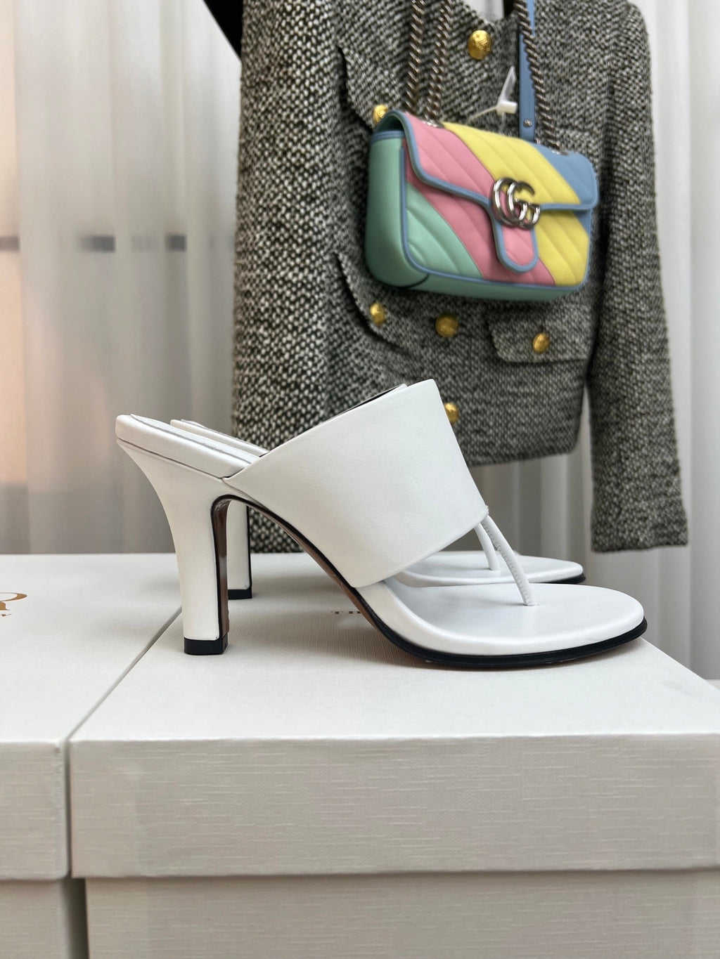 The Row  Heel Sandals 50mm White Calfskin 324737