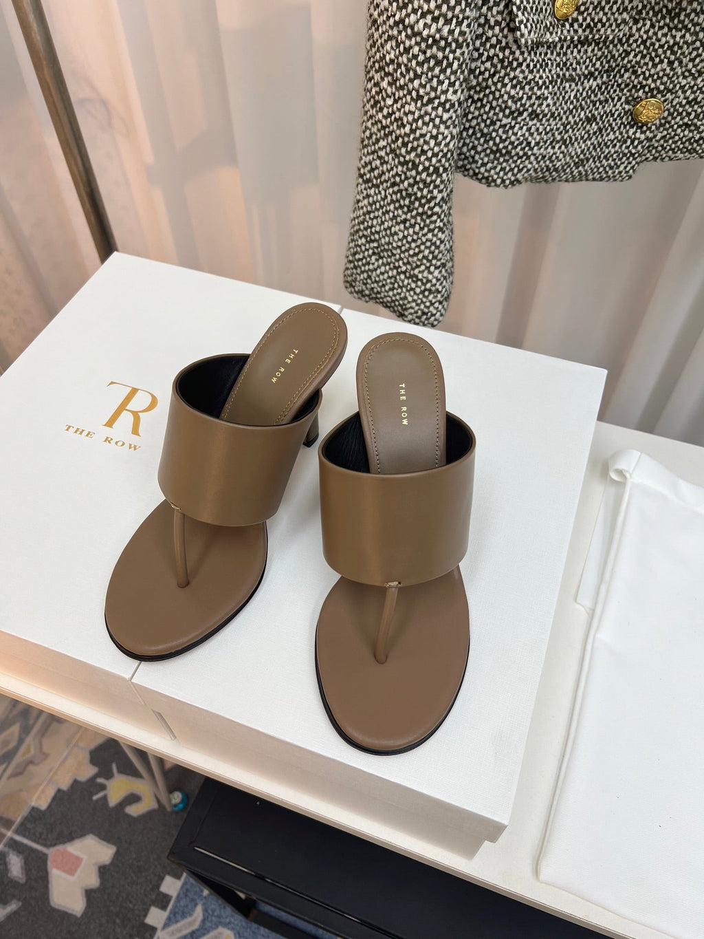 The Row  Heel Sandals 50mm Brown Calfskin 324738