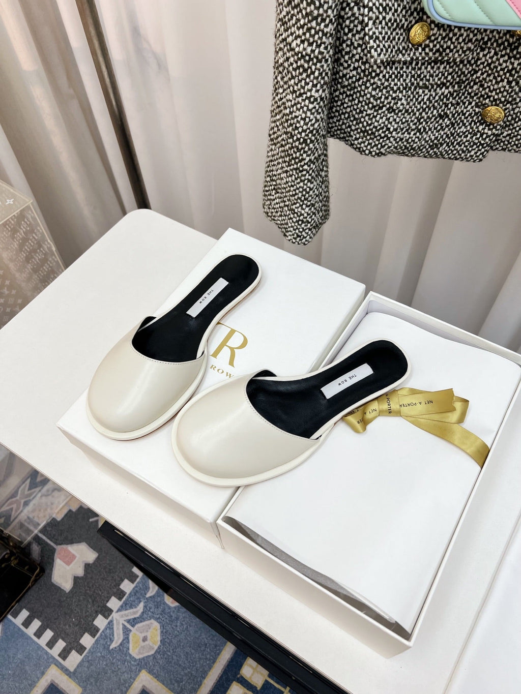 The Row Semi Slippers White Sheepskin 827475