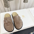 The Row 26 Birkenstock Slippers Taupe Suede 832677