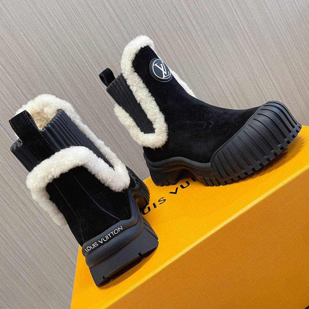 LV Ruby Flat Ankle Boot 50mm Black Suede