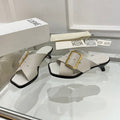 Loewe Petal Buckle Sandals Light Grey Leather 881321