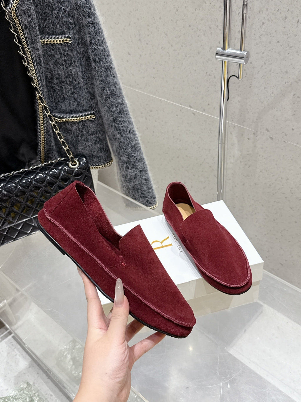 The Row Tyler Loafer Dar Red Suede 338394