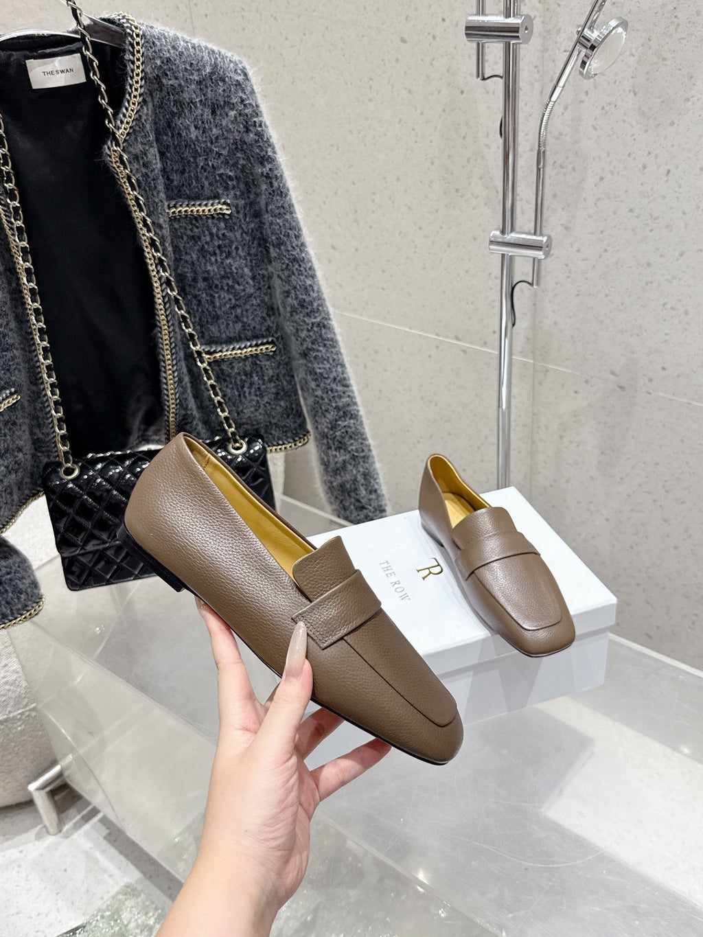 The Row Classic Loafer Taupe Leather 338397