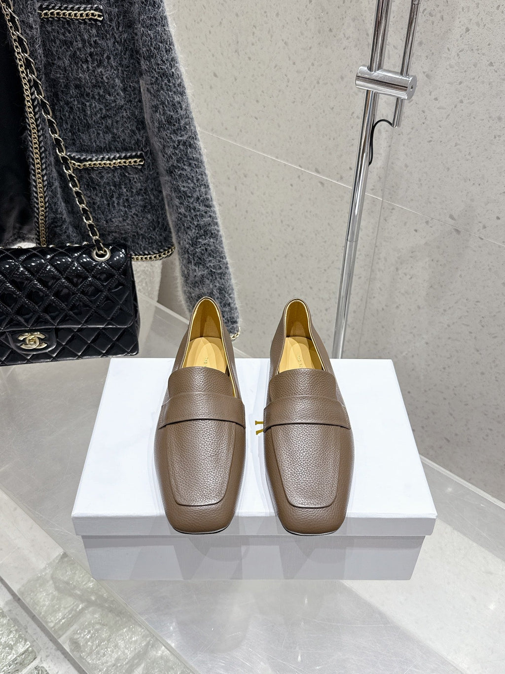 The Row Classic Loafer Taupe Leather 338397