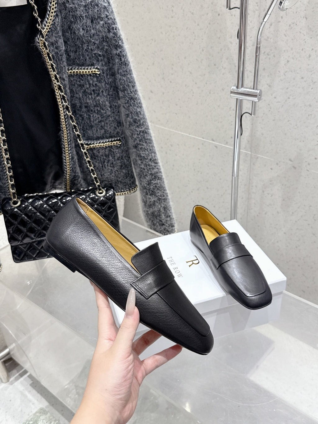 The Row Classic Loafer Black Leather 338398